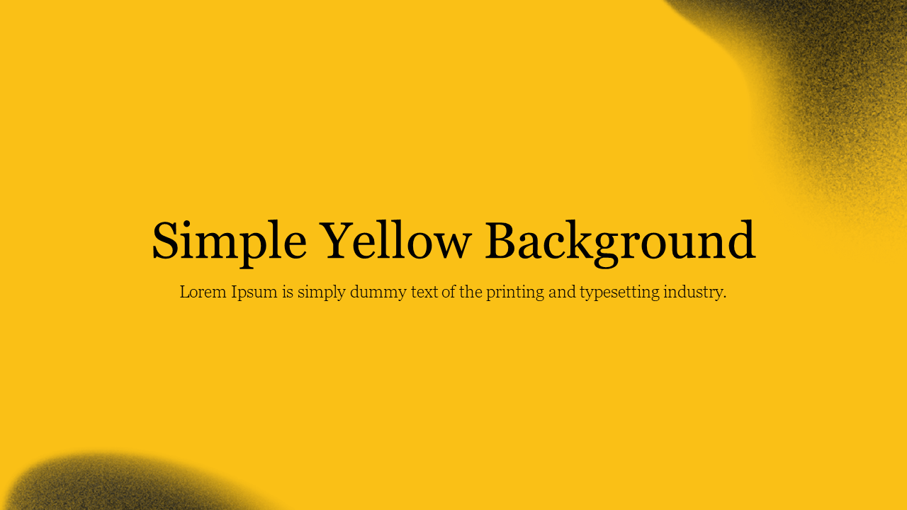 Slide with a plain yellow background and text, featuring subtle gradient effects in the corners for a minimalist design.