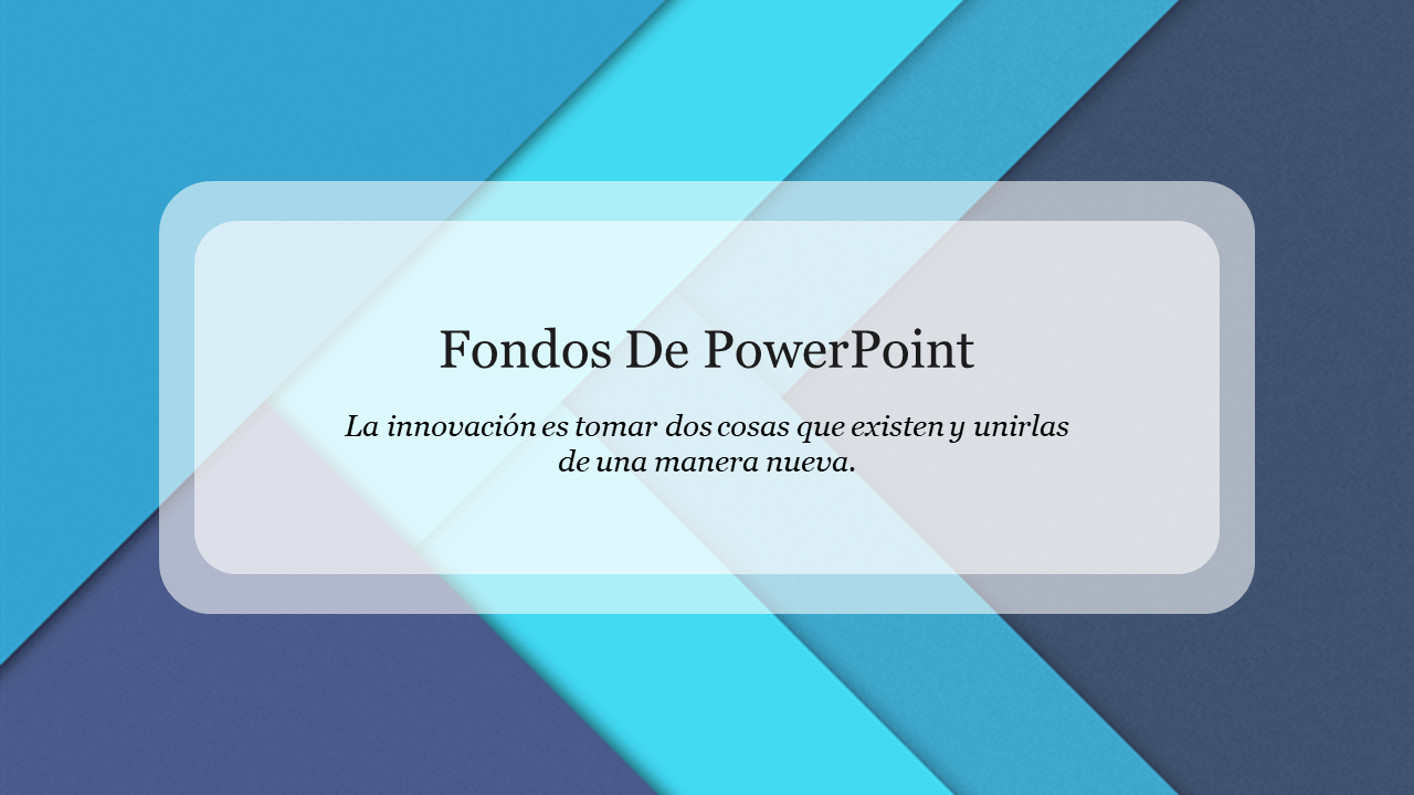 Fondos de PowerPoint with a gradient background with overlapping geometric shapes in shades of blue, featuring a text box.