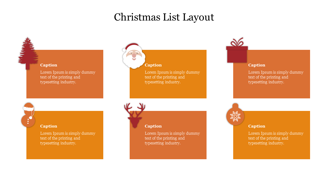 Christmas List Layout For PPT Presentation and Google Slides