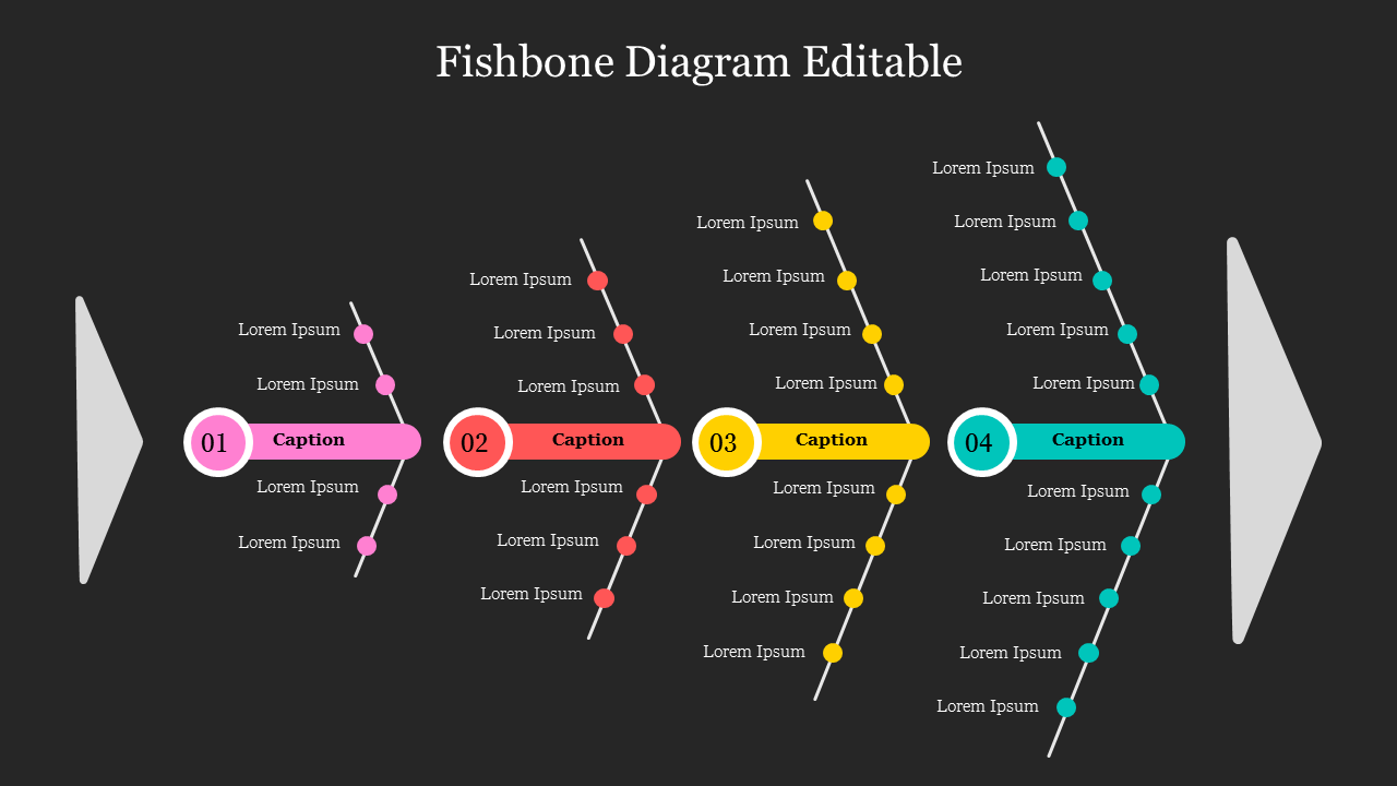 Colorful Fishbone Diagram Editable Presentation Slide