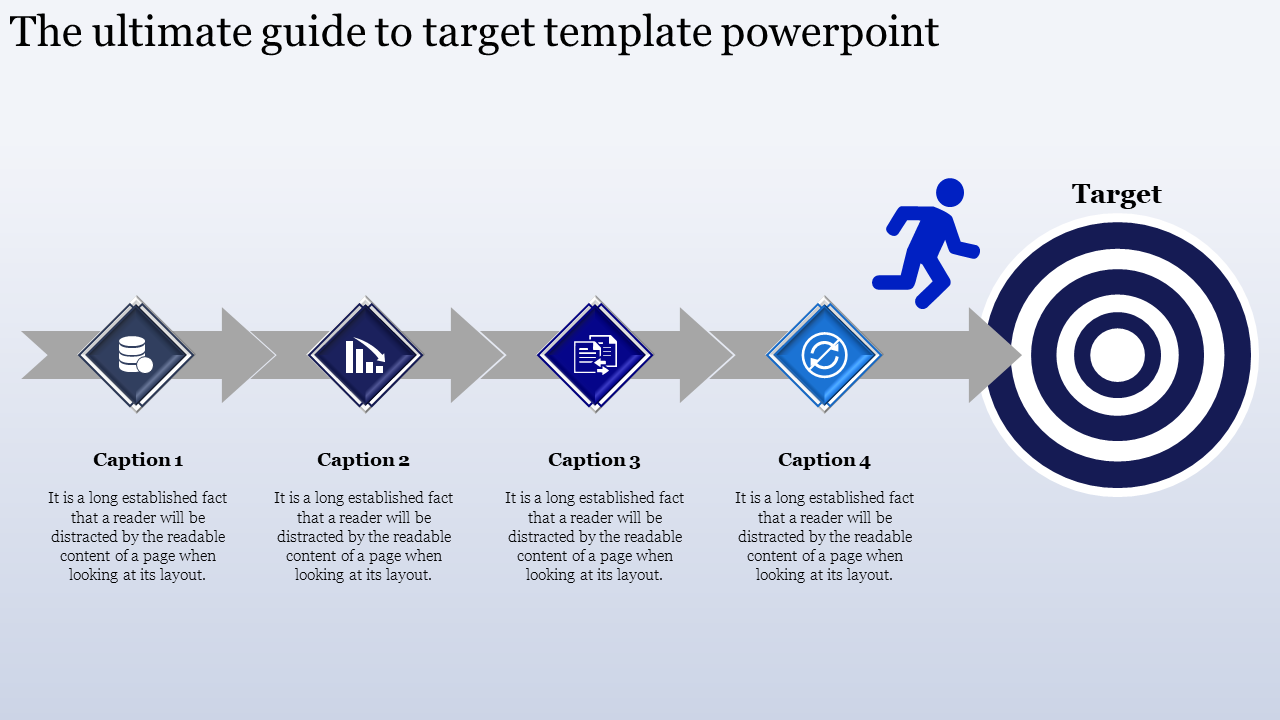 KPI slide template showcasing six different charts, including bar, pie, area, and column graphs for data visualization.