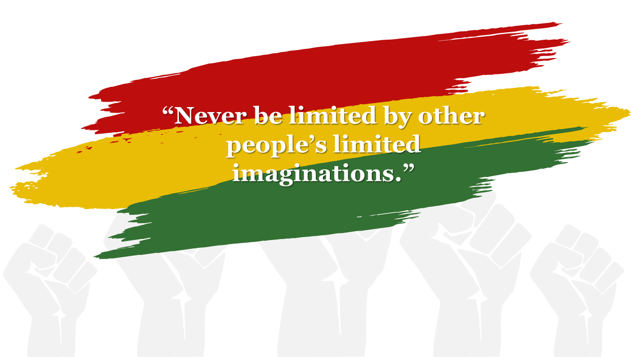 Abstract design for black history with red, yellow, and green brush strokes overlaying raised fist silhouettes.