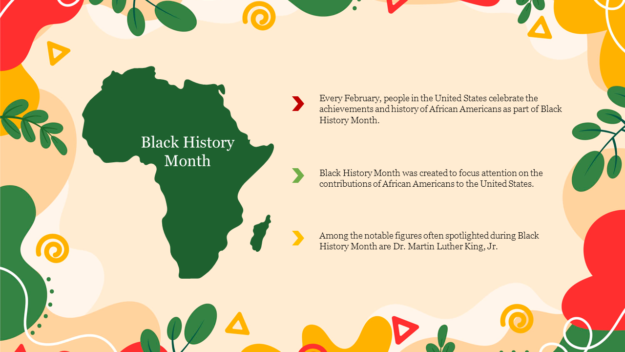 Editable Black History PPT Template Slide - Three Nodes