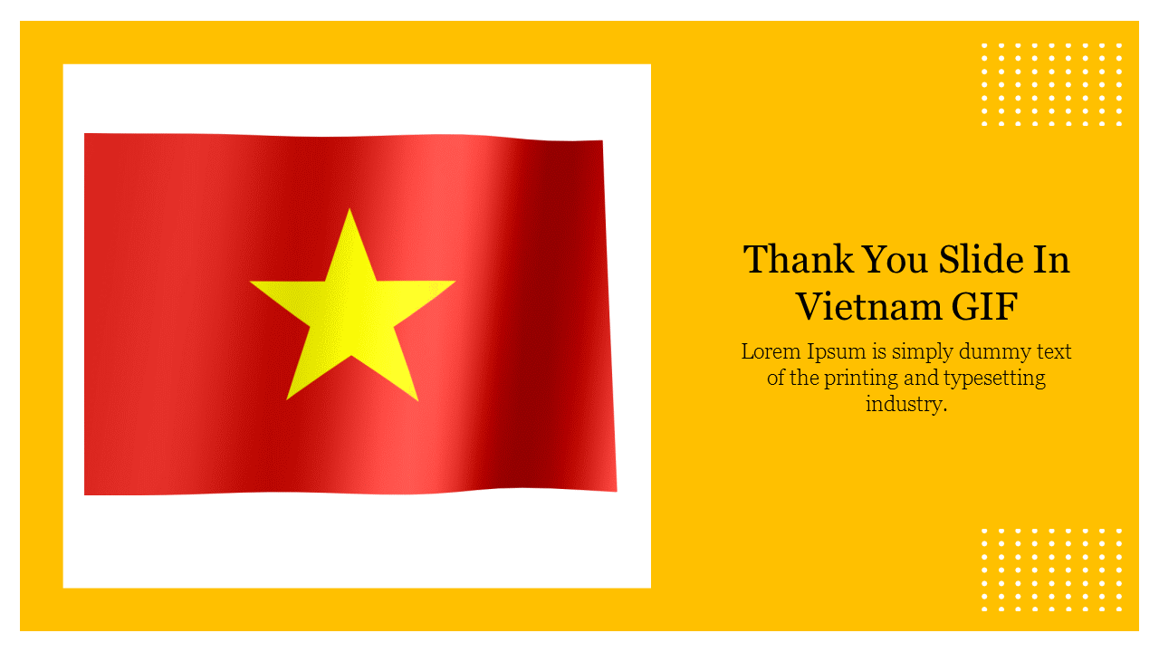 Vietnam flag with a yellow star on a red background displayed on a thank you slide.