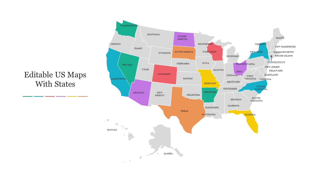 Use Free Editable US Maps With States Presentation Template