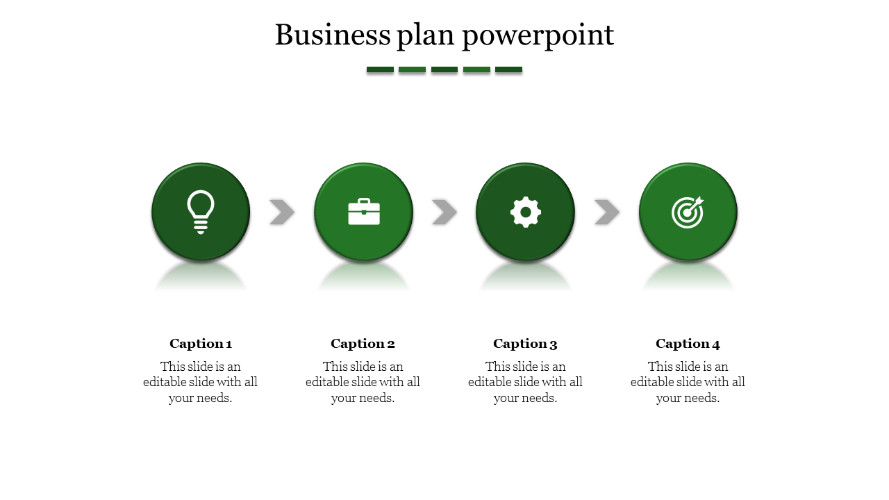 Business Plan Presentation PPT And Google Slides In Green Color