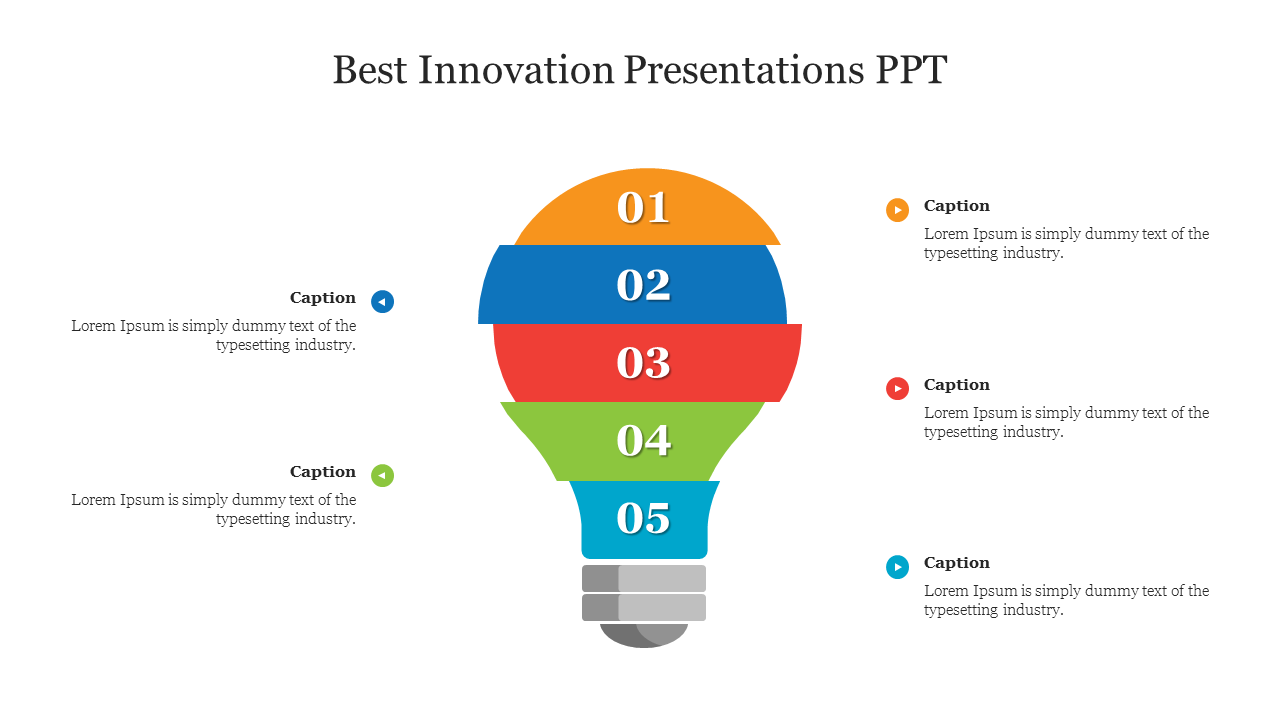 Infographic design showing five distinct sections within a light bulb, labeled with numbers for a structured format.