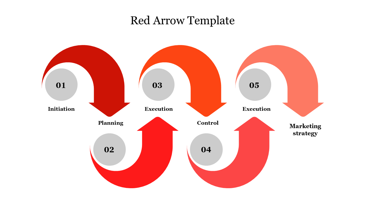 Rounded Red Arrow Template For Presentation Slide