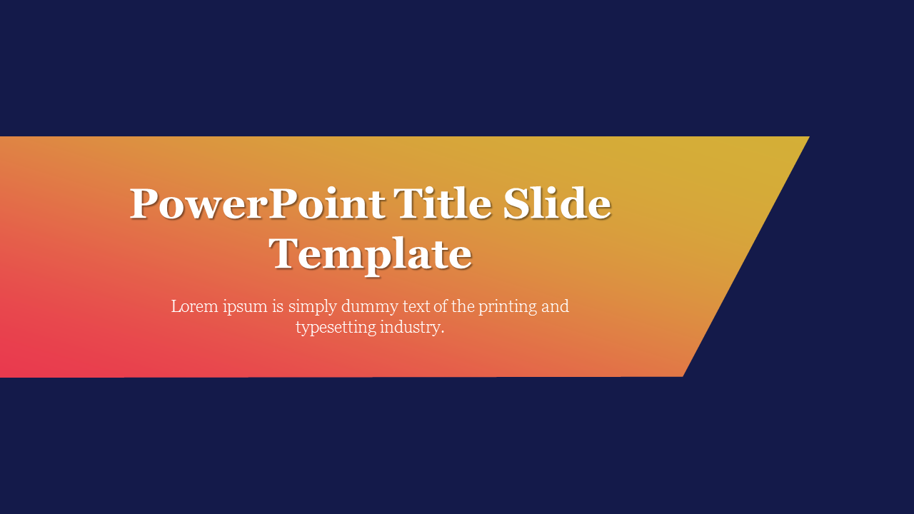 Slide with a navy blue background and an orange-red gradient bar displaying a title text.