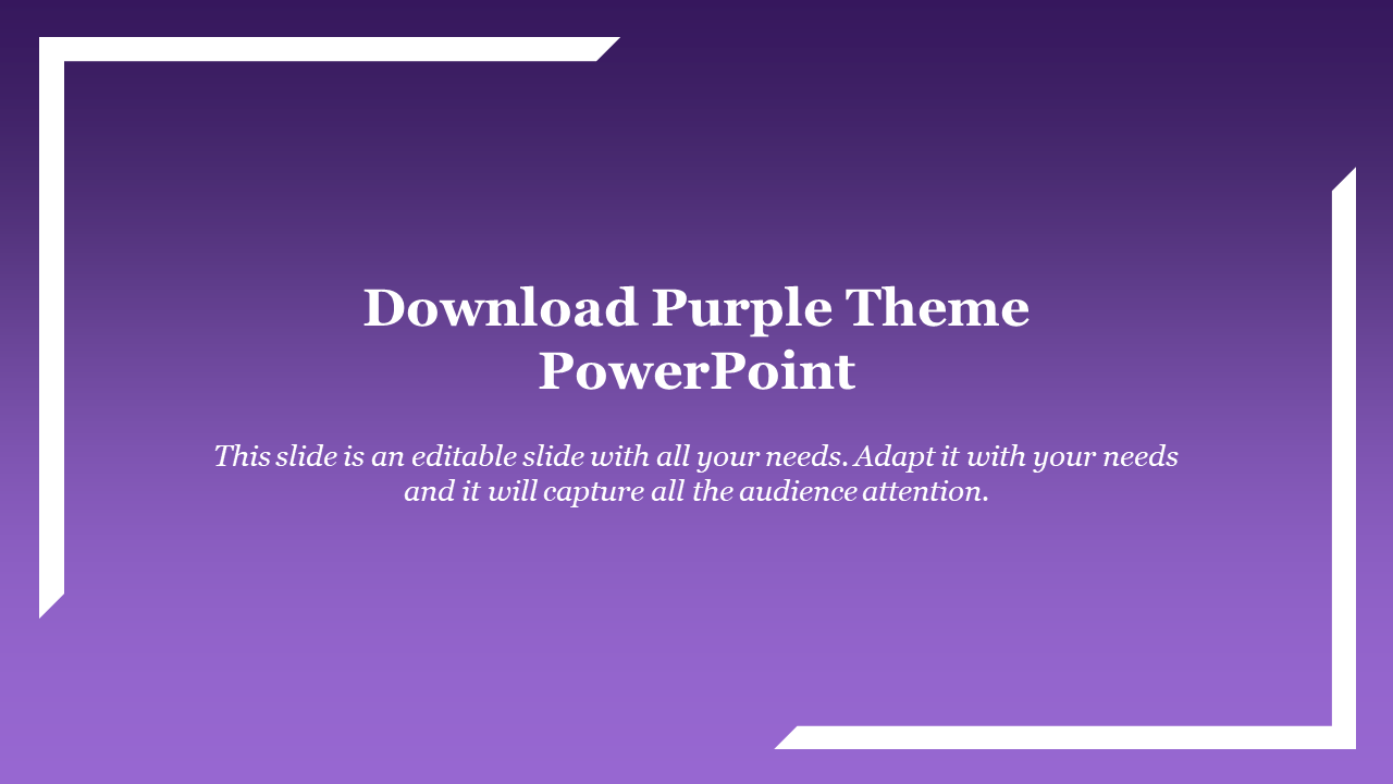 Purple gradient background slide with a white border frame design, featuring a text box in the center.