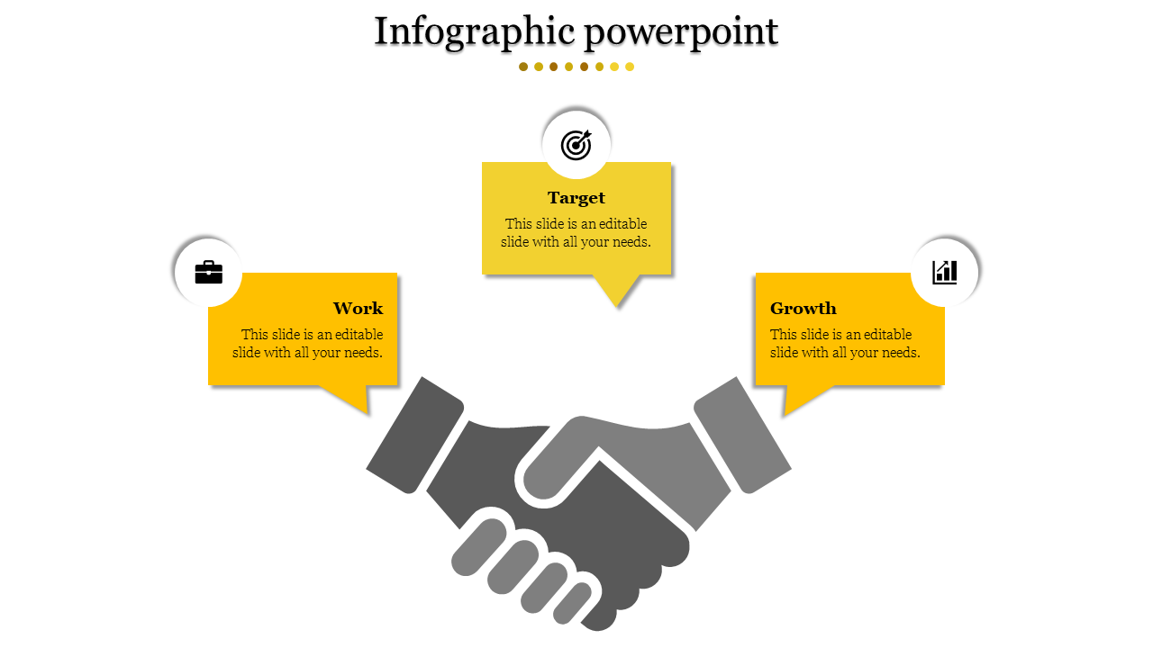 Stunning Infographic Presentation With Three Nodes Slide