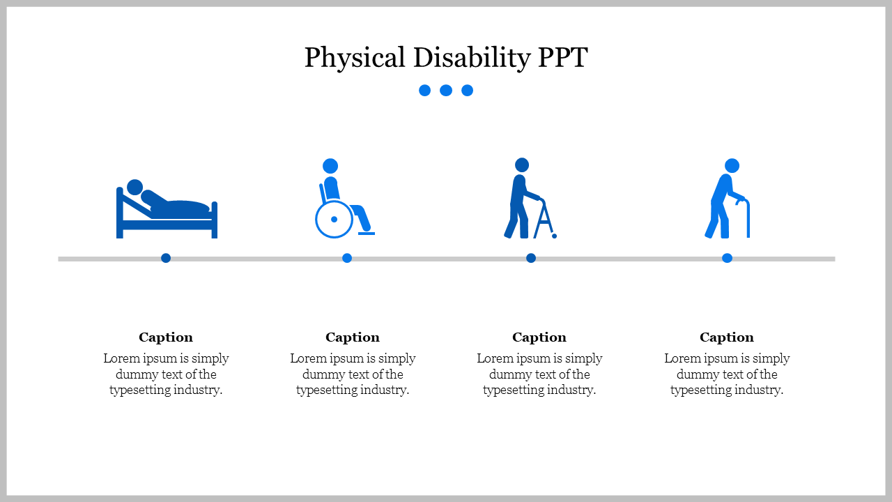 Physical disability slide with icons depicting different mobility stages with captions.