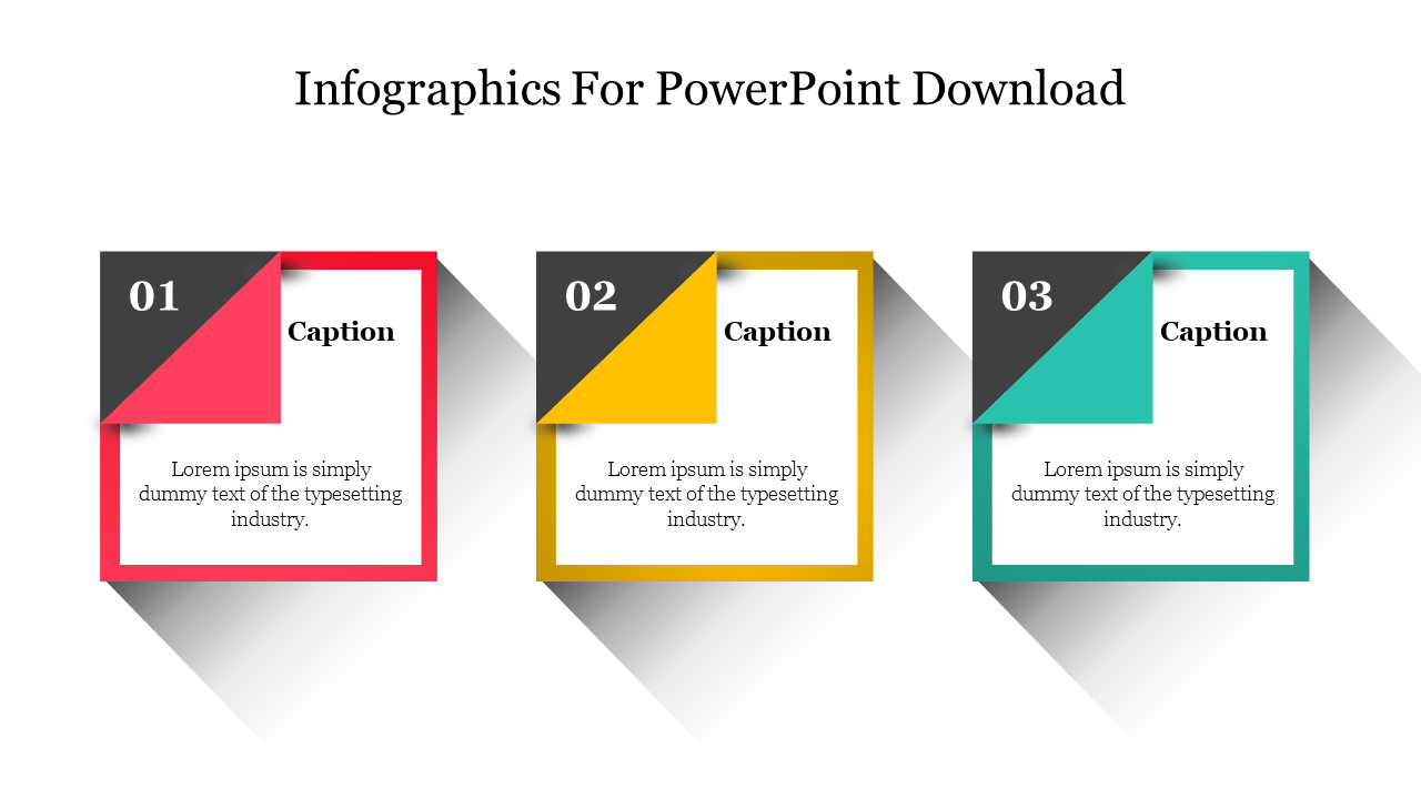 Three infographic elements with numbered captions, featuring a modern design for PowerPoint presentations.