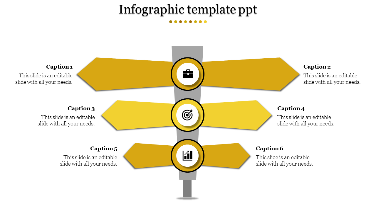 Our Predesigned Infographic Template PPT With Arrow Model