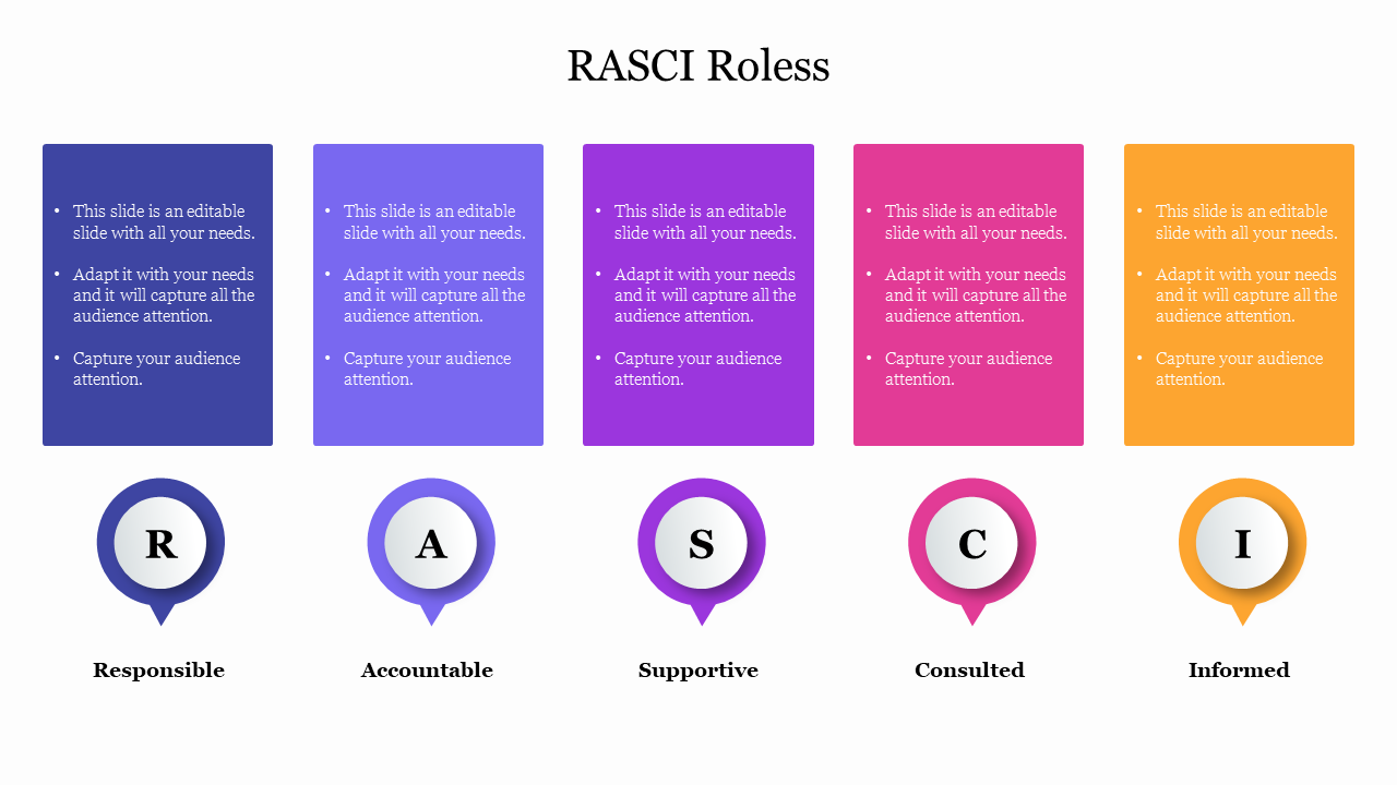 Creative RASCI Roles PowerPoint Presentation Slide