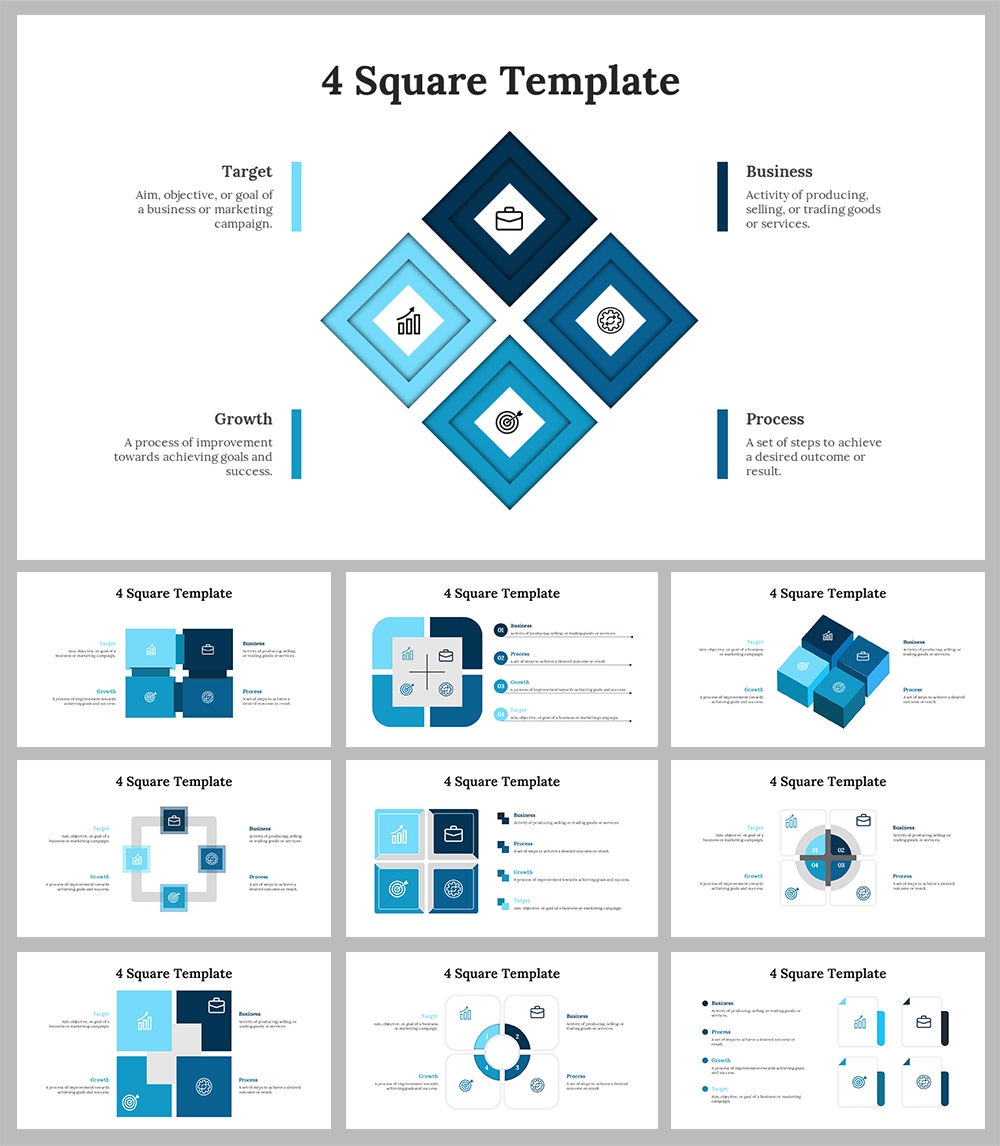 Four Squares Design PowerPoint Presentation Slides - PPT Template