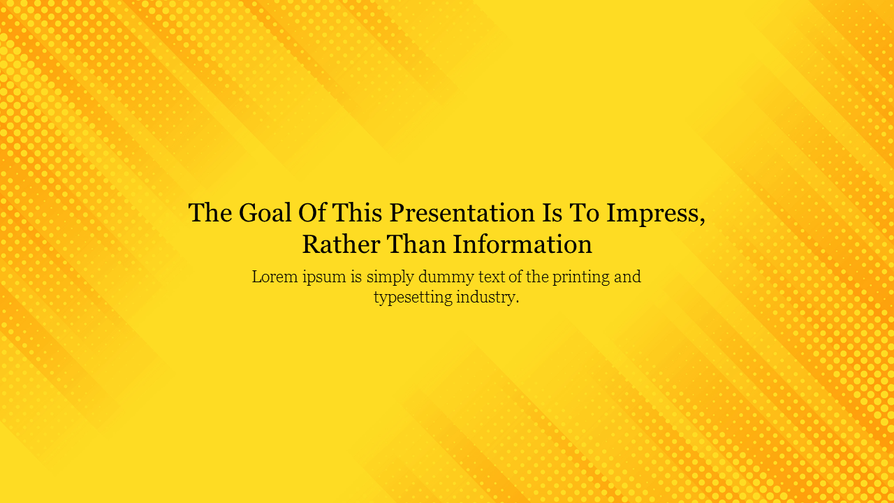 Vibrant yellow slide with dotted design and central text block for title and placeholder text  for thumbnail background.