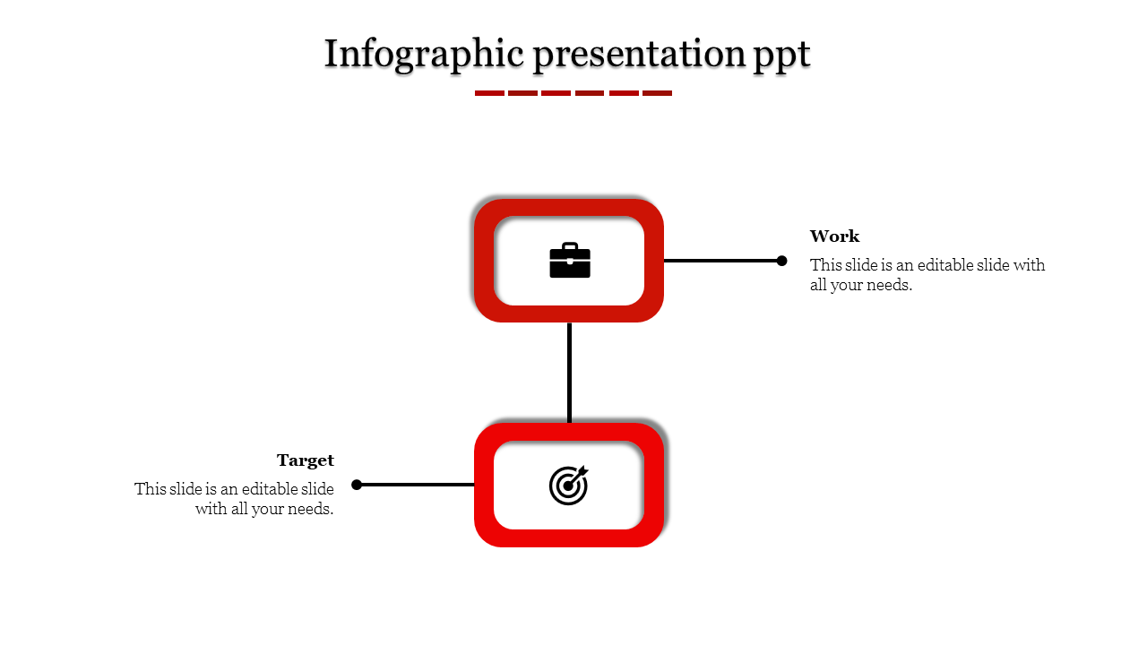 Two red bordered rectangular nodes vertically aligned with icons, connected by lines, on a white background.