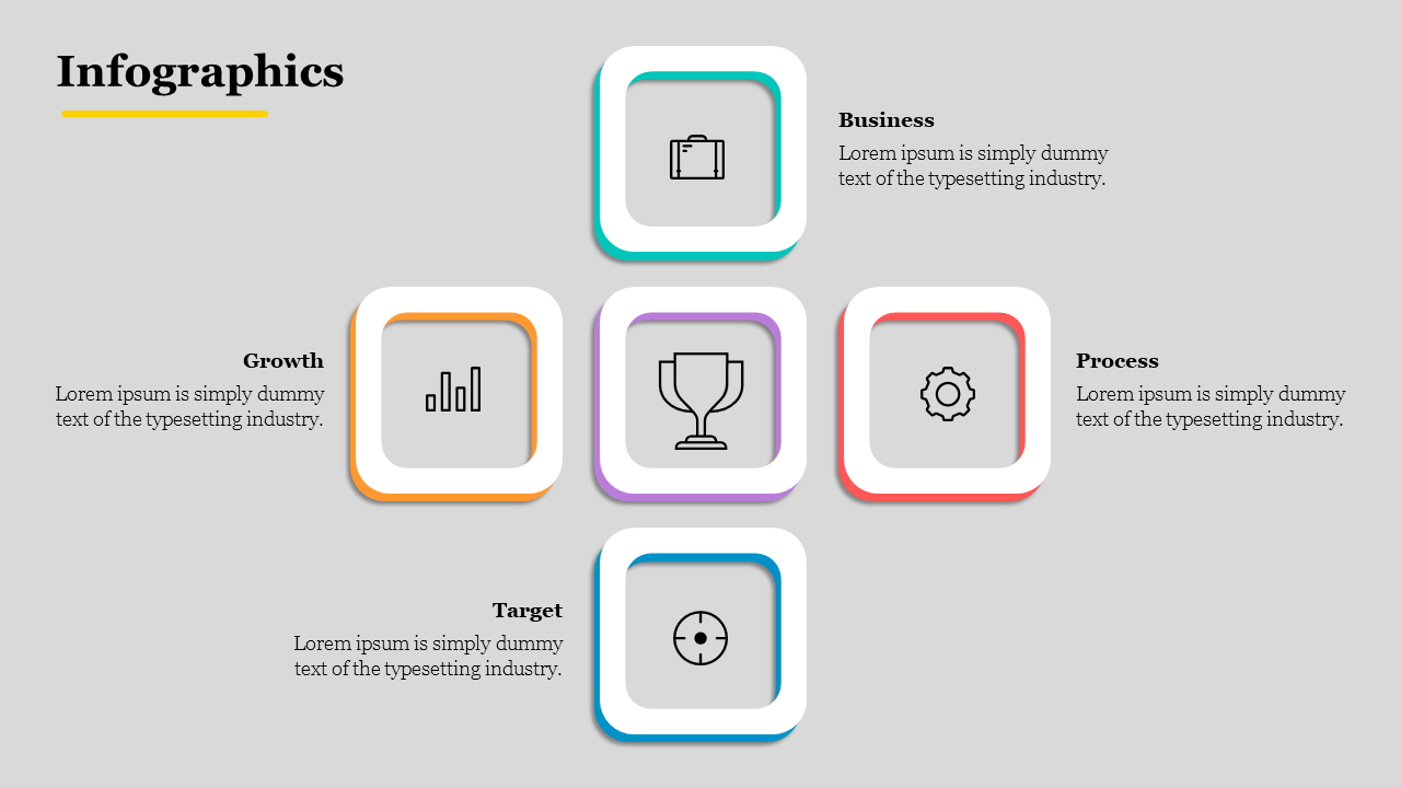 Squares Infographics Presentation Template For Your Needs