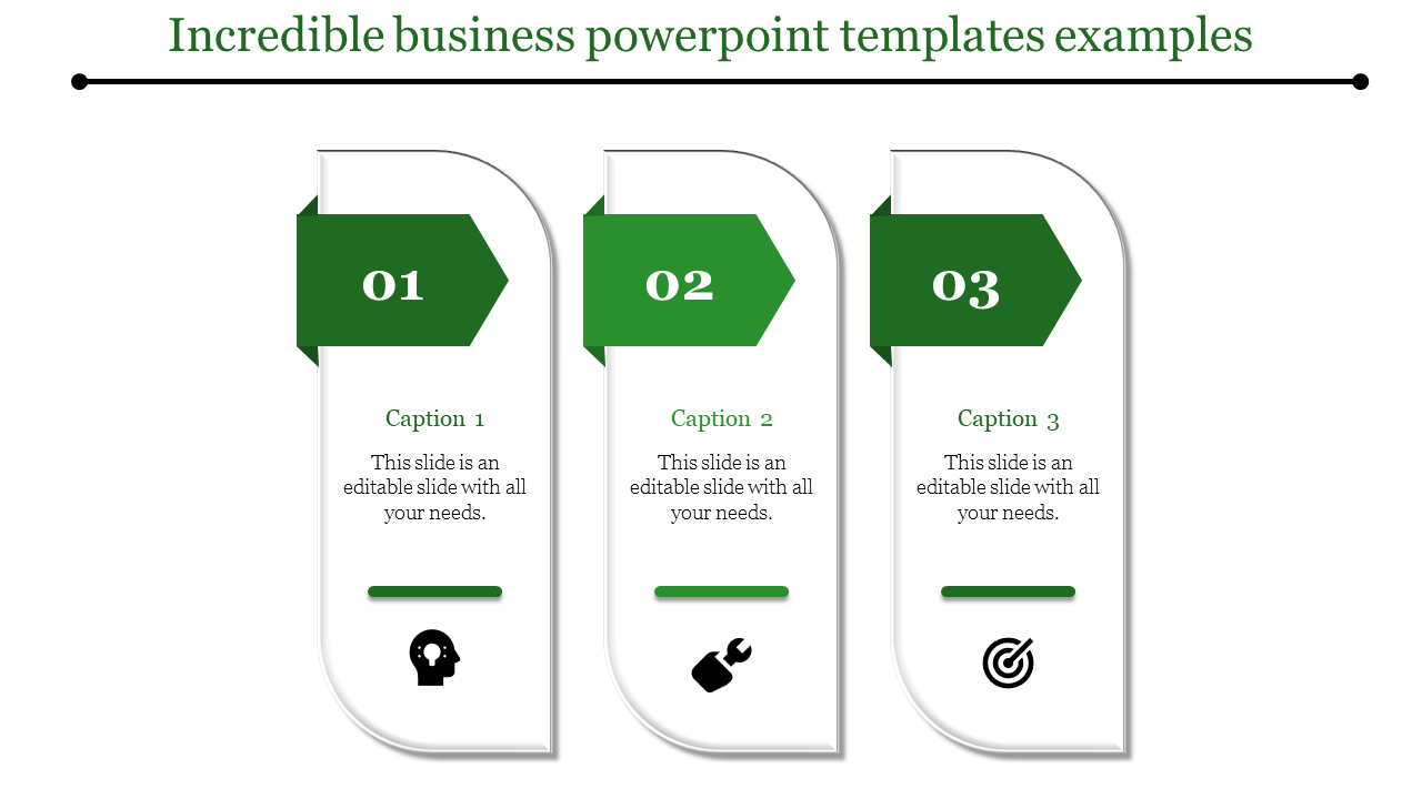 Three vertical steps with green numbered arrows, each featuring icons and captions.