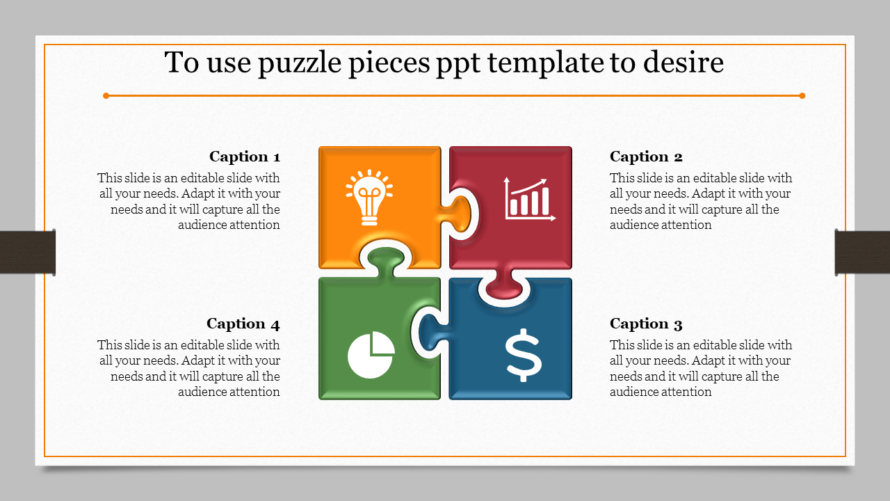 Vibrant puzzle pieces featuring a light bulb, an upward trend graph, a dollar sign, and a pie chart, to convey the idea.