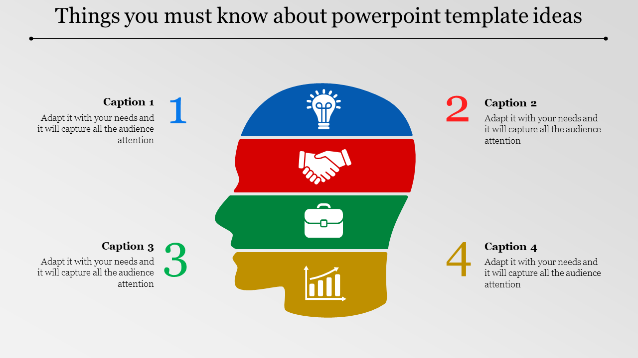 Great Looking Ideas PowerPoint Template with Four Nodes