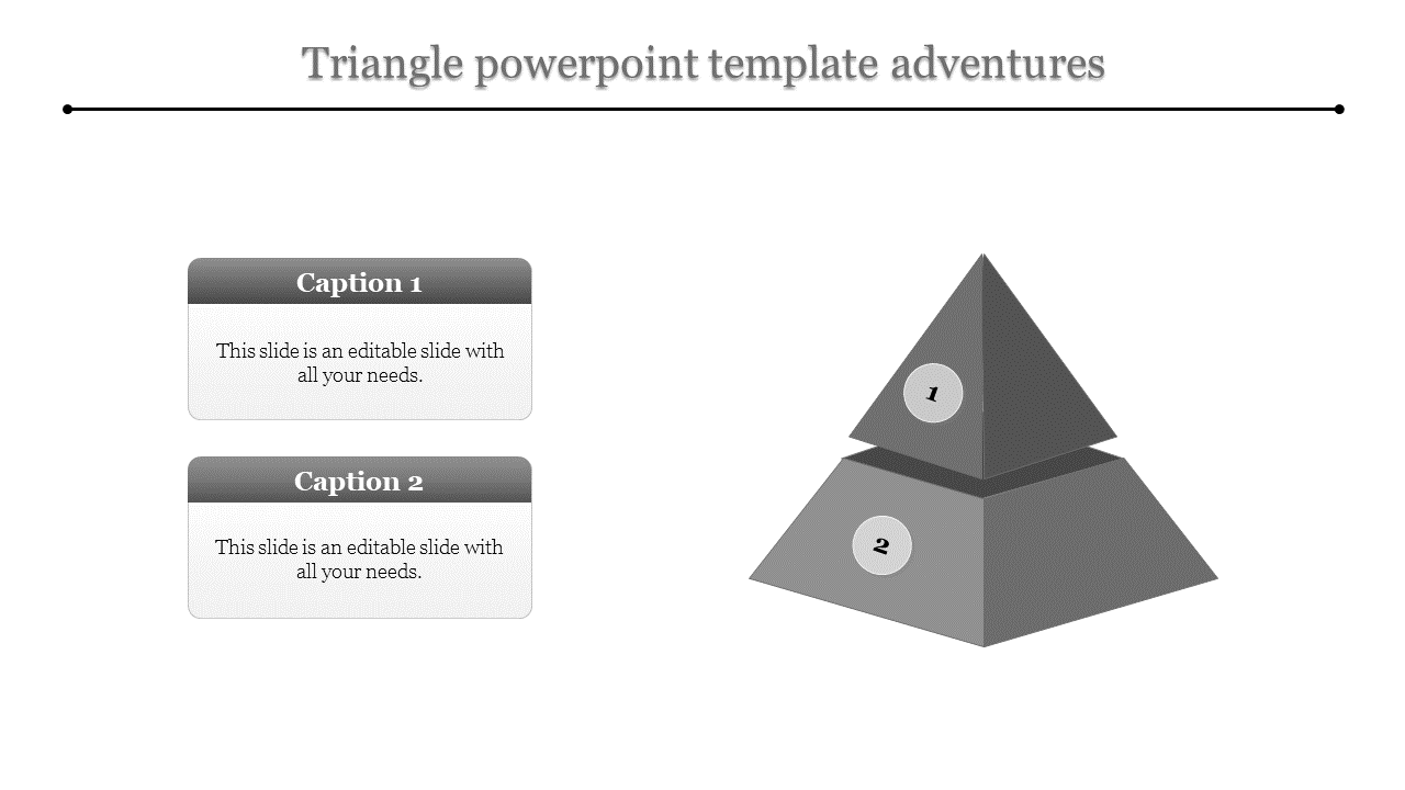 Gray two tiered 3D triangle structure with numbered segments and two caption boxes on the left.