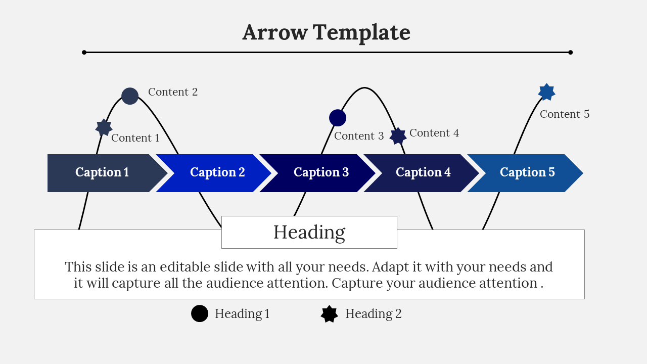 PPT Arrow Template for Visualizing Sequential Data Flow