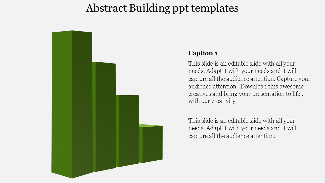 Green 3D bar chart with four ascending levels on a white background, and caption section on the right.