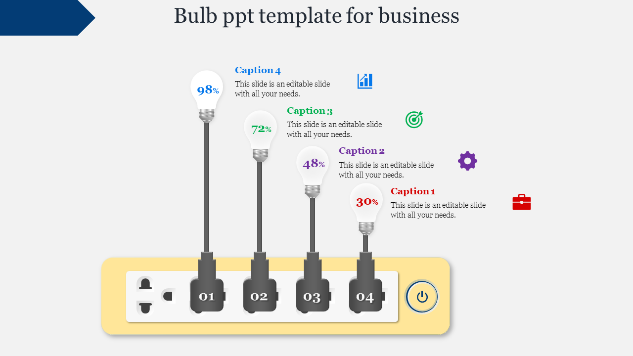 Elegant Bulb PPT Template Presentation Design-Four Node