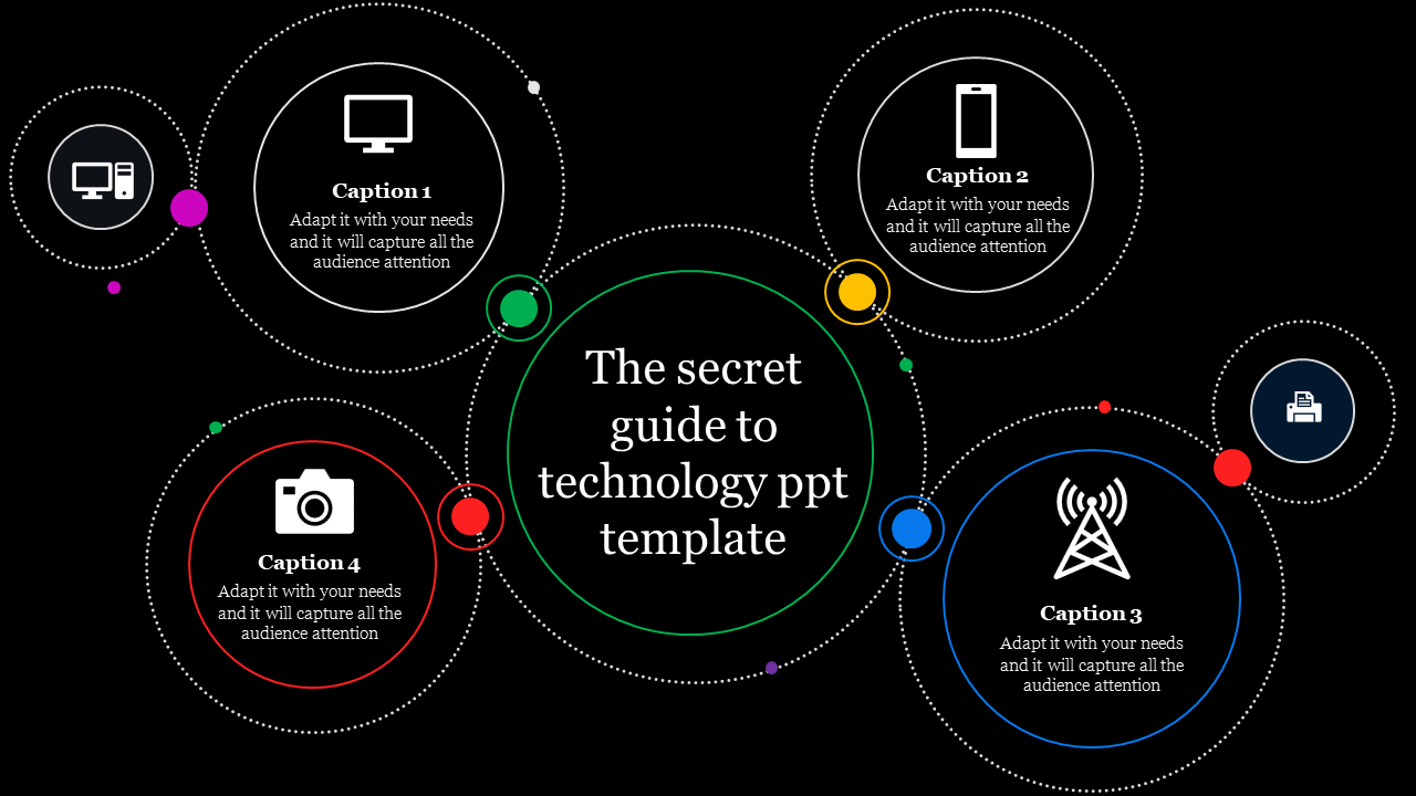 Editable Technology PPT Template and Google Slides Designs-Four Node