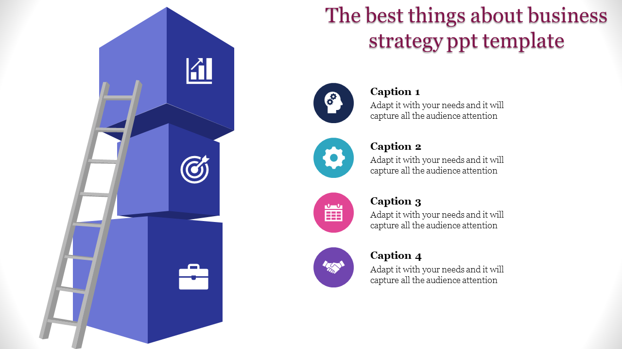  Business Strategy PowerPoint Template With Ladder Shape