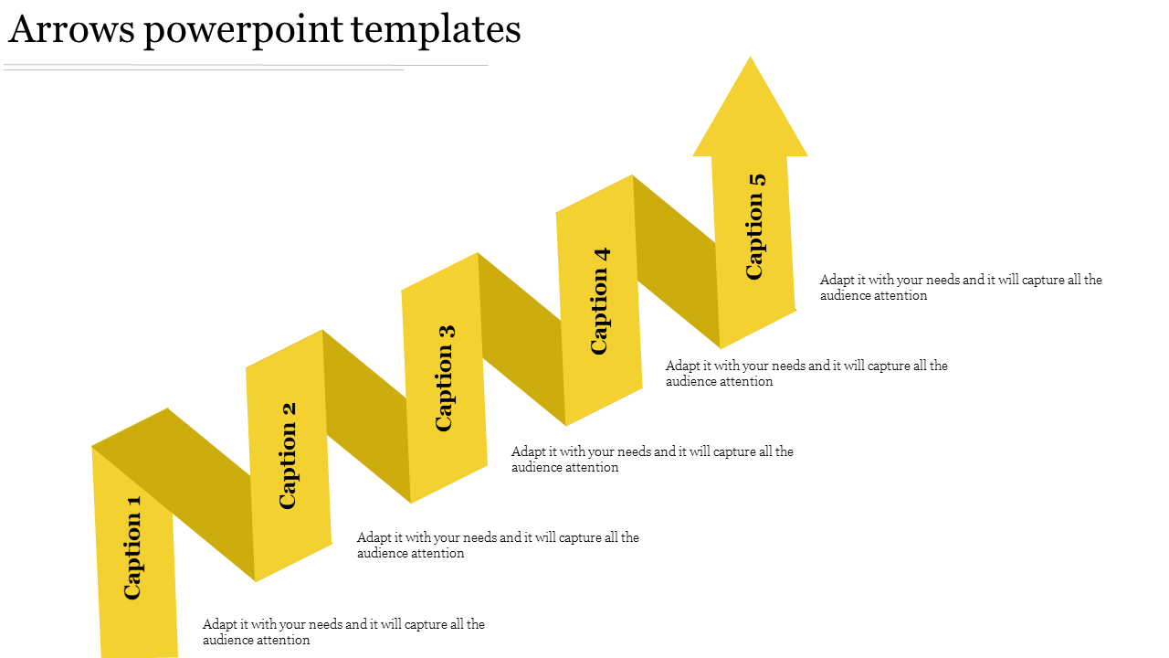 Effective Arrows PowerPoint Templates In Yellow Color