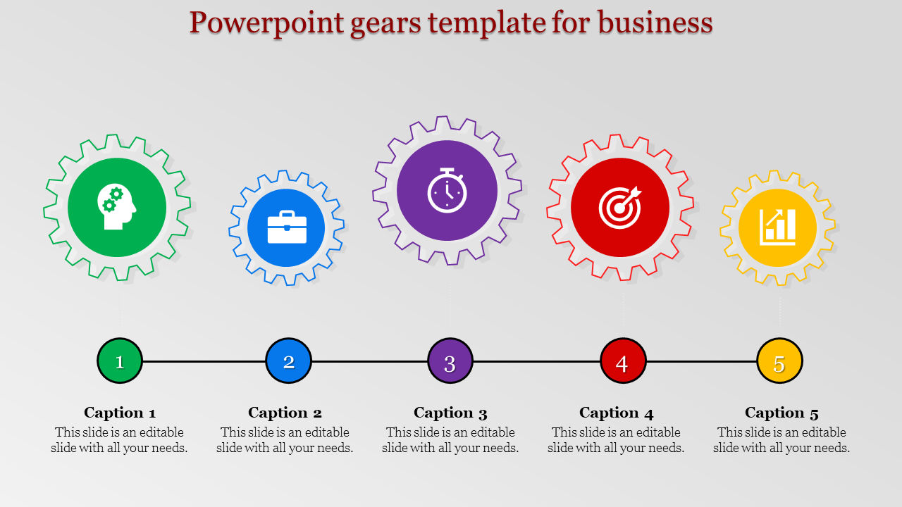 PowerPoint Gears Template for Process Flow Visualization