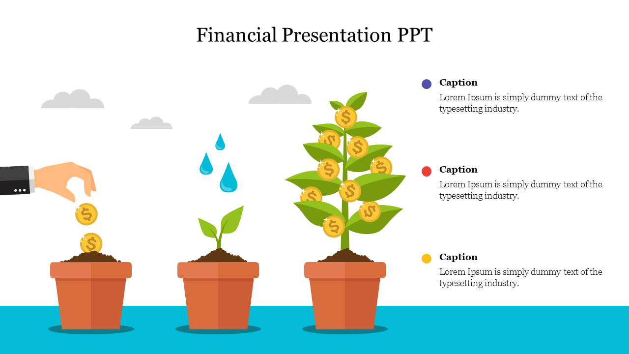 Financial growth with terracotta pots showing investment stages: seeding coins, nurturing growth, harvesting returns.