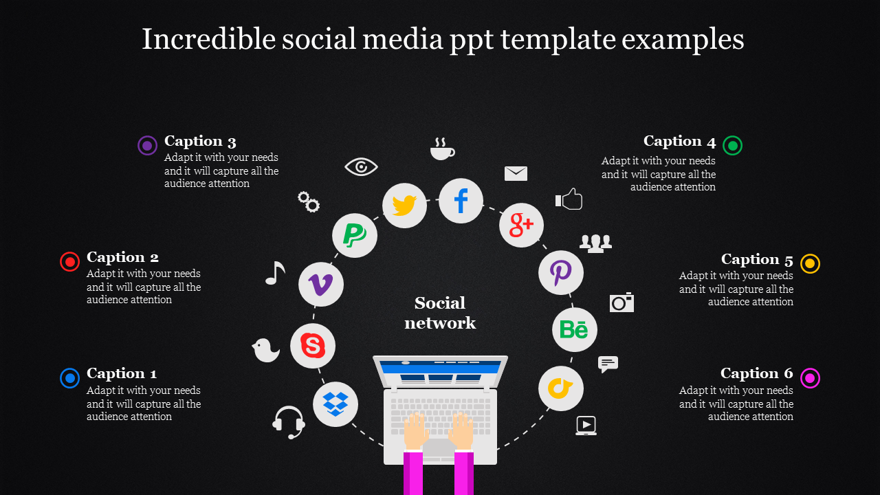 Dark Social Media PPT Template and Google Slides Themes