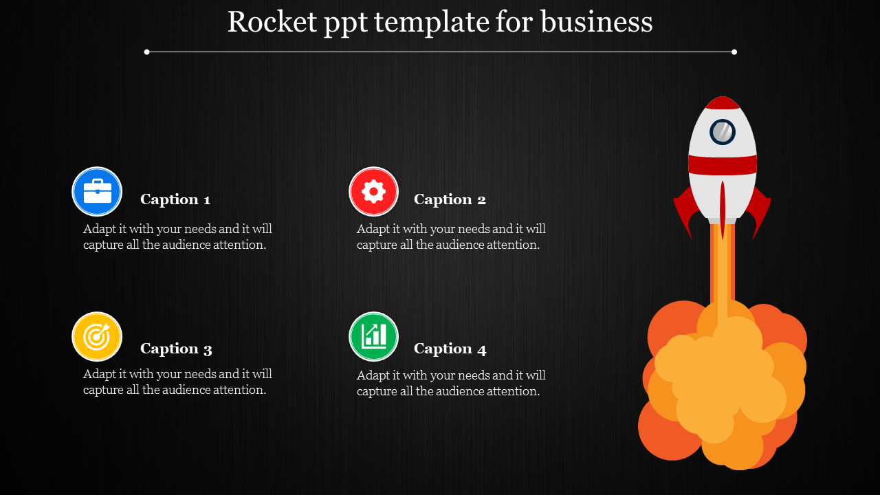 Four Noded Rocket PPT Template for Project Launches