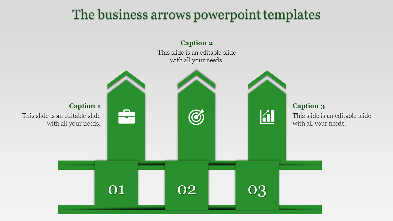 Three Noded Arrows PowerPoint Templates for Clear Direction