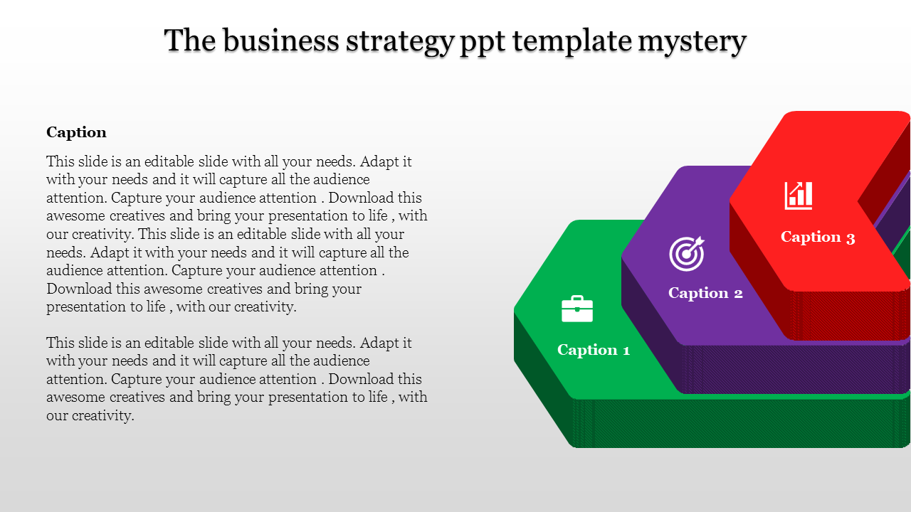 Hexagonal blocks in green, purple, and red arranged in a puzzle like pattern with business related icons.