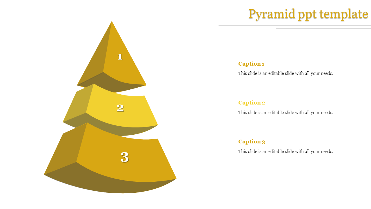 Elegant Pyramid PPT Template In Yellow Color Slide