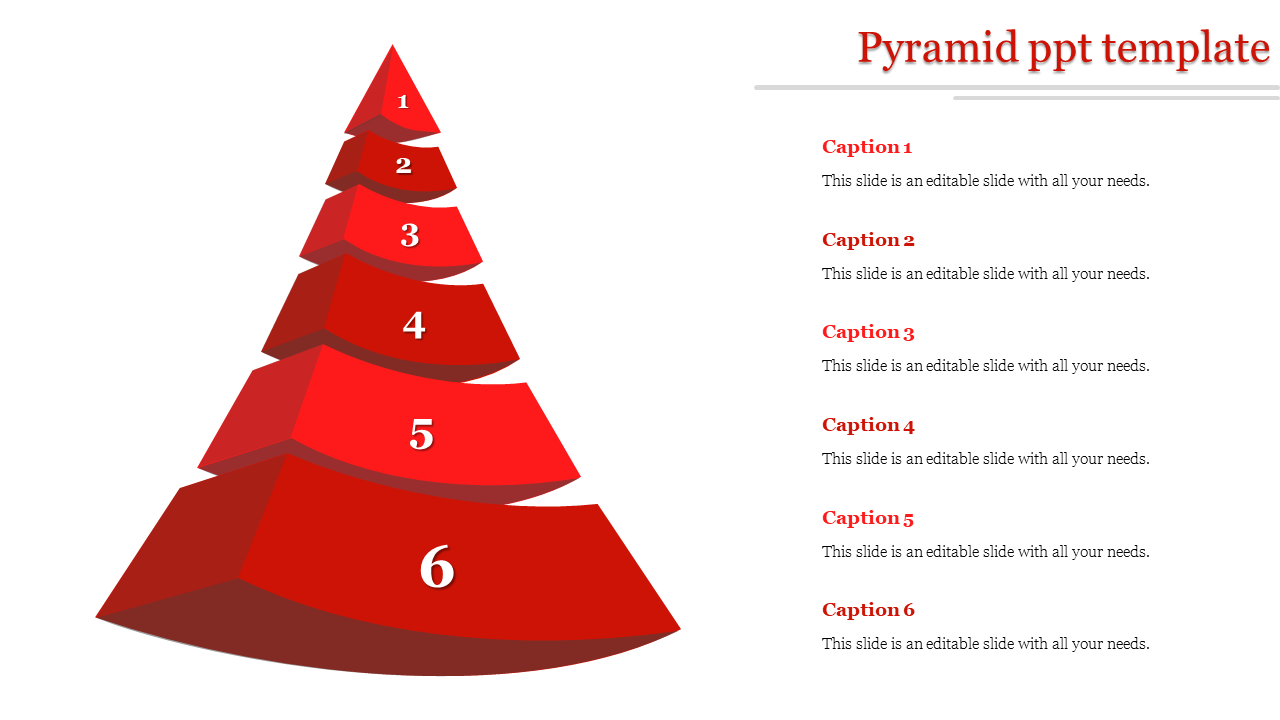 Creative Pyramid PPT Template With Red Color Slide