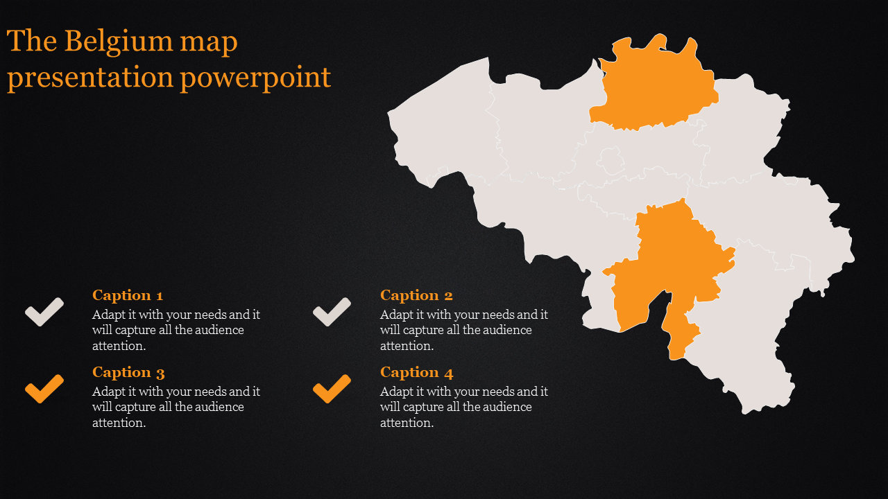 Editable Belgium Map PowerPoint template and Google Slides