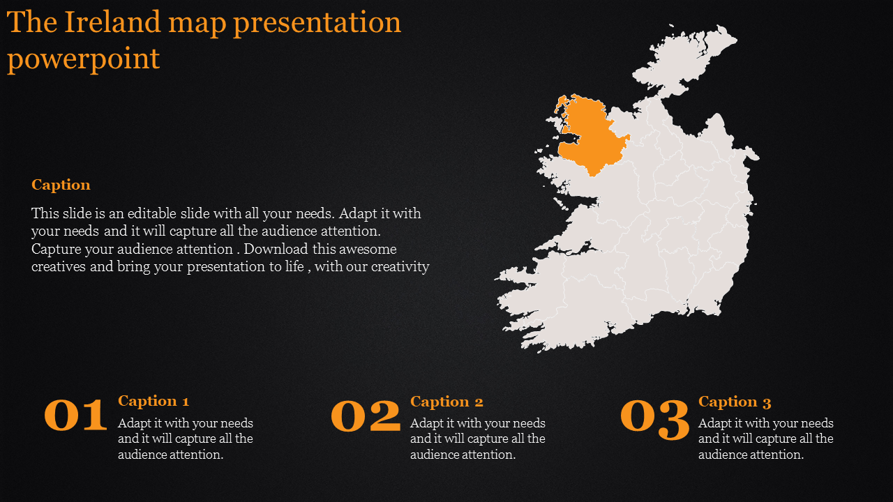 Creative Ireland Map PowerPoint Presentation -Three Node