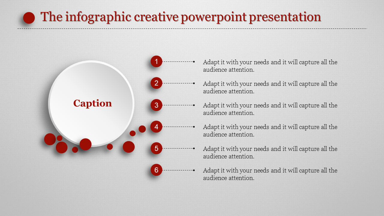 Circular infographic design with red numbered points on the right, leading to captions, on a white background.