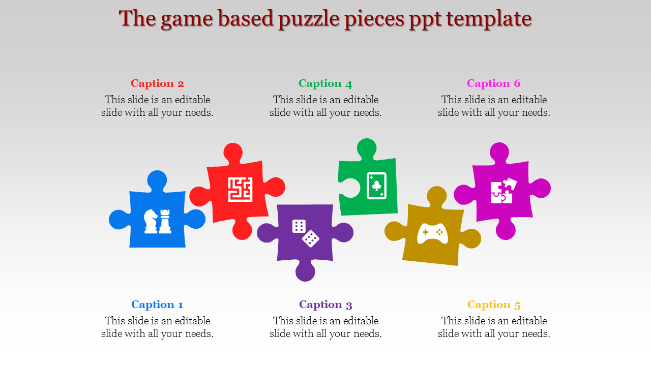 6 Puzzle Pieces For Project Planning, PowerPoint Templates Download, PPT  Background Template