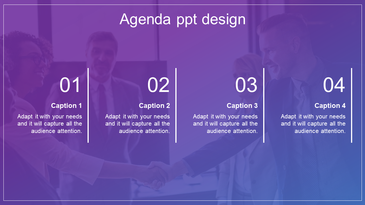 Our Predesigned Agenda PPT Design-Horizontal Model