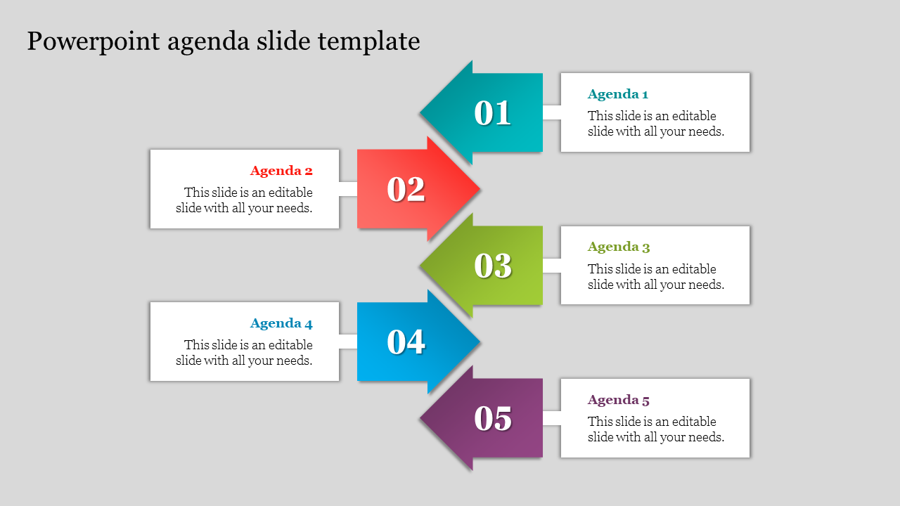 Multi-Color Arrow Agenda PowerPoint Template & Google Slides