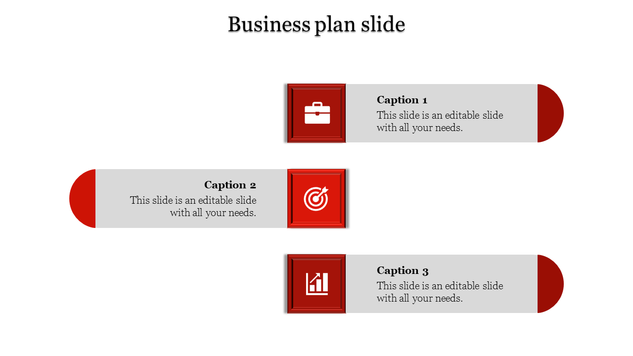 Business Plan Template PowerPoint with Three Noded Design