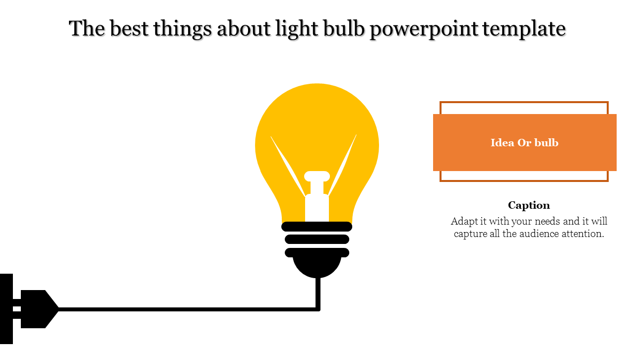 PowerPoint slide featuring a light bulb illustration with a text box with a caption.