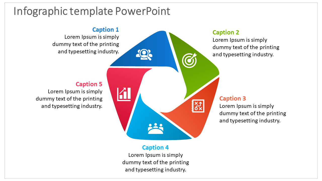 Five-segment pentagon infographic featuring icons for strategy, analysis, teamwork, growth, and planning.